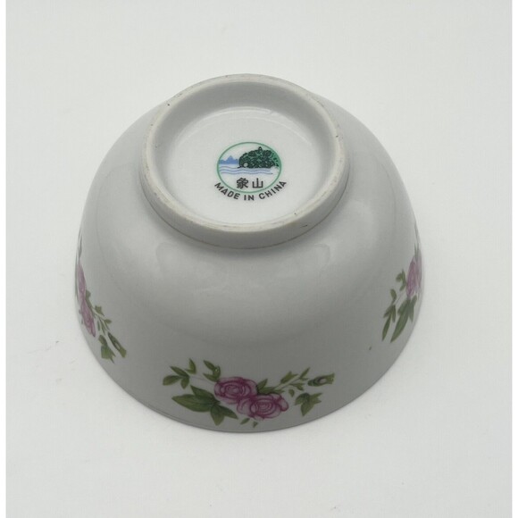 Set of 4 Vintage Xiangshan Chinese Porcelain Bowls Pink Roses Made in China - Picture 5 of 6